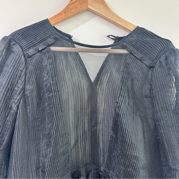 Isabel Marant organza pleated cathode ruffle blouse black size 40 US 8 - Picture 5 of 9
